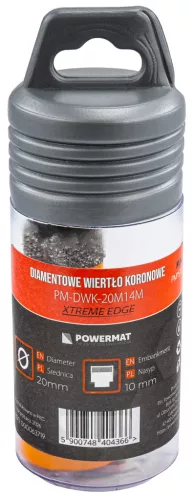 Gyémánt lyukfúró gres lapokhoz 20 mm, M14, száraz/nedves, PM-DWK-20M14M – Powermat (PM1570)