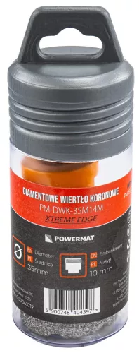 Gyémánt lyukfúró gres lapokhoz 35 mm, M14, száraz/nedves, PM-DWK-35M14M – Powermat (PM1573)