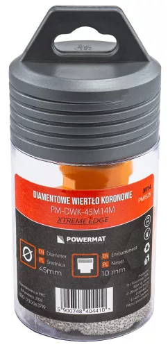 Gyémánt lyukfúró gres lapokhoz 45 mm, M14, száraz/nedves, PM-DWK-45M14M – Powermat (PM1575)