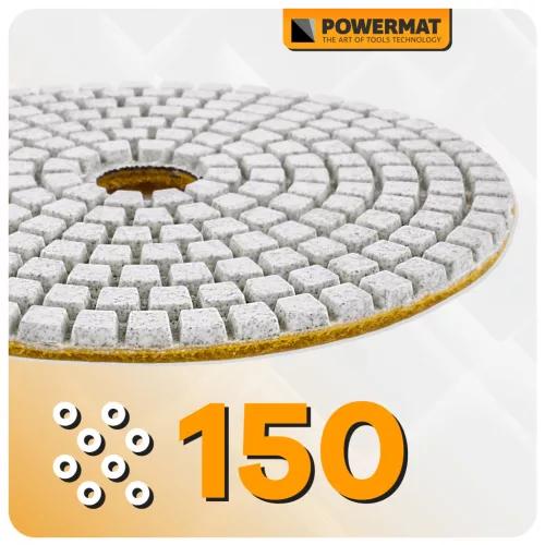 Gyémánt csiszoló- és polírozókorong tépőzáras 100 mm, 150-es szemcse, PM-DTS-1051T – Powermat (PM1583)