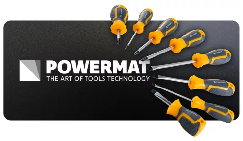 Csavarhúzó készlet 8 részes, mágneses heggyel, CrV, PM-ZW-8ZN – Powermat (PM1596)