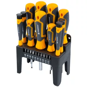   Csavarhúzó és bit készlet 21 részes, mágneses heggyel, állvánnyal, CrV, PM-ZW-21ZN – Powermat (PM1597)