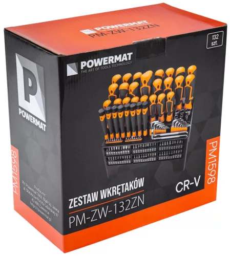 Precíziós csavarhúzó készlet 132 részes, 108 bittel, CrV, dobozban, PM-ZW-132ZN – Powermat (PM1598)