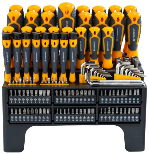 Precíziós csavarhúzó készlet 132 részes, 108 bittel, CrV, dobozban, PM-ZW-132ZN – Powermat (PM1598)
