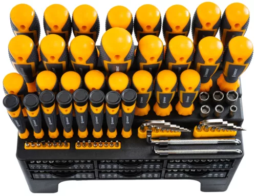 Precíziós csavarhúzó készlet 132 részes, 108 bittel, CrV, dobozban, PM-ZW-132ZN – Powermat (PM1598)