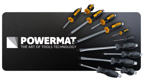 Ütögethető csavarhúzó készlet 12 részes, hatlapú szárral, CrV, PM-ZW-12ZN – Powermat (PM1601)
