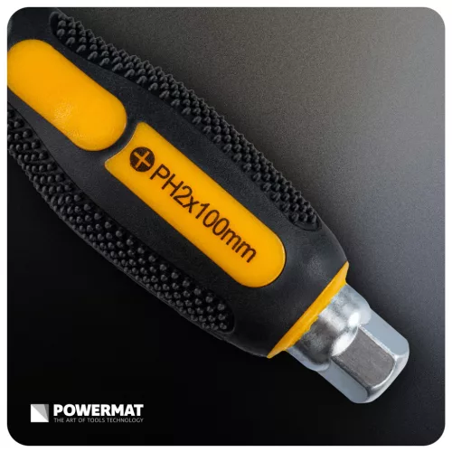 Ütögethető csavarhúzó készlet 12 részes, hatlapú szárral, CrV, PM-ZW-12ZN – Powermat (PM1601)
