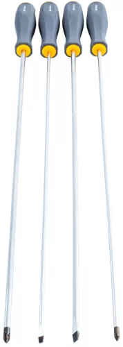 Extra hosszú csavarhúzó készlet 4 részes, 450 mm, mágneses heggyel, CrV, PM-ZW-4ZN – Powermat (PM1602)