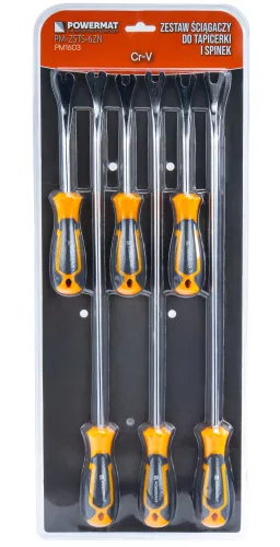Kárpitbontó feszítővas készlet 6 részes, U és V véggel, 235/485 mm, PM-ZSTS-6ZN – Powermat (PM1603)