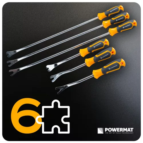 Kárpitbontó feszítővas készlet 6 részes, U és V véggel, 235/485 mm, PM-ZSTS-6ZN – Powermat (PM1603)