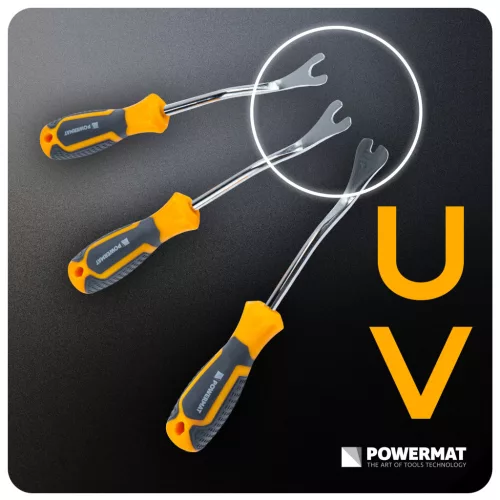 Kárpitbontó feszítővas készlet 6 részes, U és V véggel, 235/485 mm, PM-ZSTS-6ZN – Powermat (PM1603)