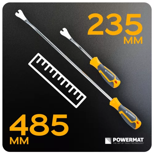 Kárpitbontó feszítővas készlet 6 részes, U és V véggel, 235/485 mm, PM-ZSTS-6ZN – Powermat (PM1603)