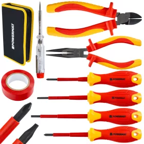   Szigetelt villanyszerelő szerszámkészlet 1000 V, VDE, 8 részes, tokban, PM-ZW-8ZI – Powermat (PM1604)