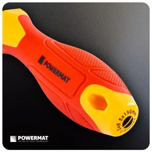 Szigetelt csavarhúzó készlet 1000 V, VDE, 8 részes, fázisceruzával, PM-ZW-8ZI2 – Powermat (PM1607)