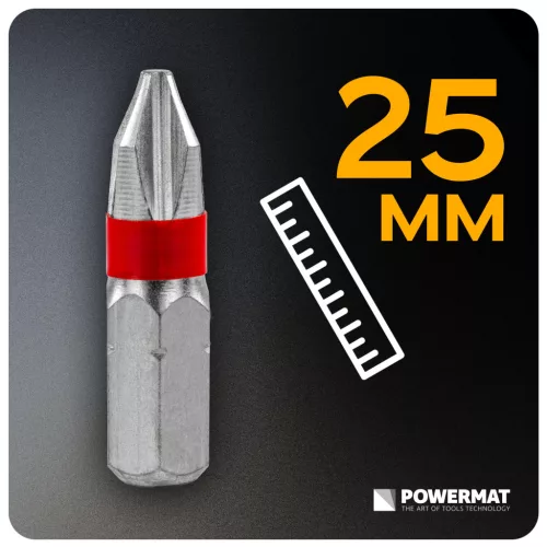 Bitkészlet 21 részes, mágneses bittartóval 60 mm, S2 acél, 1/4", PM-ZB-21ZN – Powermat (PM1609)