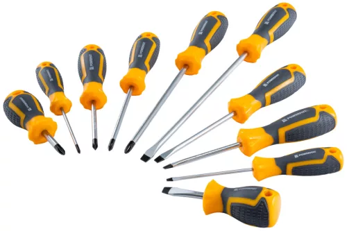 Csavarhúzó készlet 10 részes, mágneses heggyel, CrV, kofferben, PM-ZW-10ZN – Powermat (PM1612)