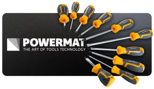 Csavarhúzó készlet 10 részes, mágneses heggyel, CrV, kofferben, PM-ZW-10ZN – Powermat (PM1612)