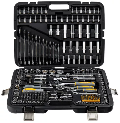 Dugókulcs készlet 216 részes, 1/2", 3/8" és 1/4", CrV, kofferben, PM-ZKNB-216SU-PRO – Powermat (PM1613)