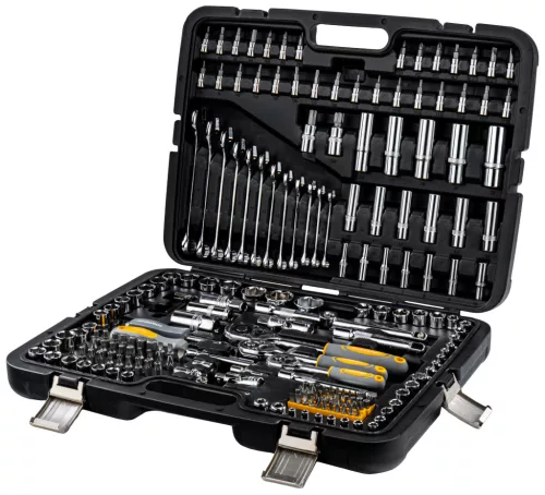 Dugókulcs készlet 216 részes, 1/2", 3/8" és 1/4", CrV, kofferben, PM-ZKNB-216SU-PRO – Powermat (PM1613)