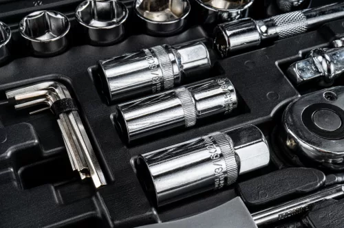 Dugókulcs készlet 216 részes, 1/2", 3/8" és 1/4", CrV, kofferben, PM-ZKNB-216SU-PRO – Powermat (PM1613)