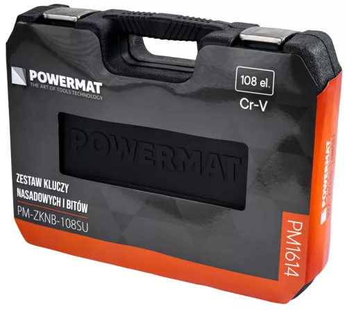 Dugókulcs készlet 108 részes, 1/2" és 1/4", CrV, kofferben, PM-ZKNB-108SU – Powermat (PM1614)