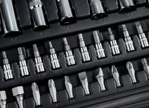 Dugókulcs készlet 108 részes, 1/2" és 1/4", CrV, kofferben, PM-ZKNB-108SU – Powermat (PM1614)