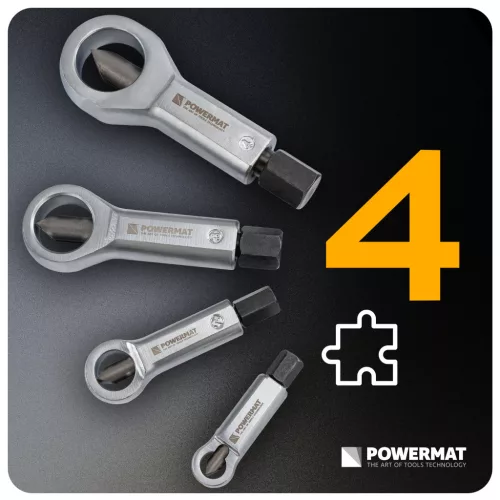 Anyaroppantó készlet 4 részes, 9–27 mm, CrV, kofferben, PM-ZPDN-4T – Powermat (PM1616)