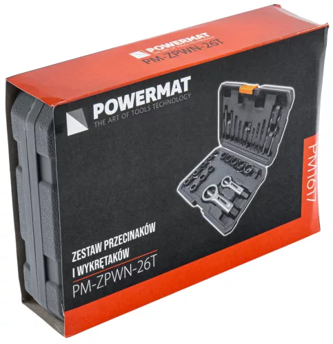 Csavarkiszedő és anyaroppantó készlet 26 részes, balos fúrókkal, Cr-Mo, PM-ZPWN-26T – Powermat (PM1617)