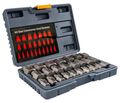 Csavarkiszedő készlet 25 részes, 1/8"–7/8", 42CrMo acél, kofferben, PM-ZWDS-25T – Powermat (PM1618)