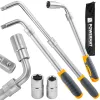 Teleszkópos kerékkulcs 1/2", állítható hosszúság, 17–23 mm dugófejekkel, PM-KLDK-530T – Powermat (PM1620)