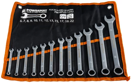 Csillag-villáskulcs készlet 12 részes, 6–22 mm, CrV, PM-KPLO-12SU – Powermat (PM1621)