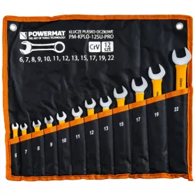   Csillag-villáskulcs készlet 12 részes, gumírozott nyéllel, 6–22 mm, CrV, PM-KPLO-12SU-PRO – Powermat (PM1622)