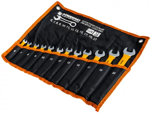 Csillag-villáskulcs készlet 12 részes, gumírozott nyéllel, 6–22 mm, CrV, PM-KPLO-12SU-PRO – Powermat (PM1622)