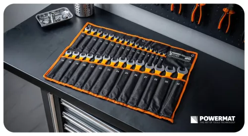 Csillag-villáskulcs készlet 30 részes, gumírozott nyéllel, 6–32 mm, CrV, PM-KPLO-30SU-PRO – Powermat (PM1624)