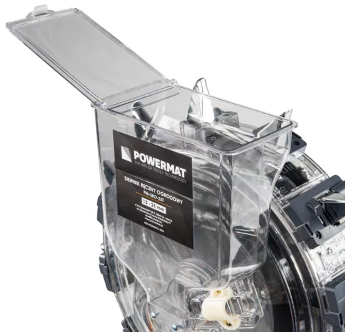 Kézi tolós vetőgép, szemenkénti vetés, 3,7 kg tartály, kukoricához, babhoz, PM-SRO-25T – Powermat (PM1628)