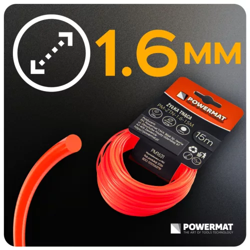 Damil fűkaszához 1,6 mm × 15 m, kerek keresztmetszet, PM-ZTN-1.6-15M – Powermat (PM1631)