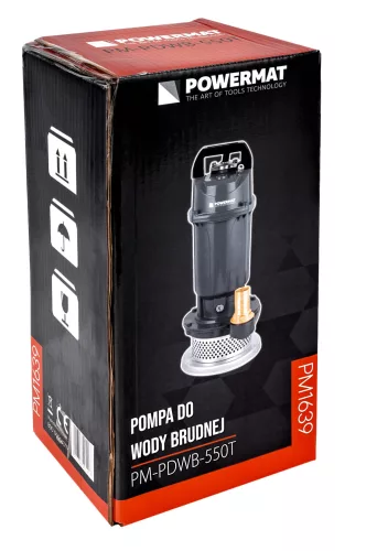 Merülőszivattyú tiszta és szennyezett vízhez 550 W, 7500 l/óra, 14 m, PM-PDWB-550T – Powermat (PM1639)