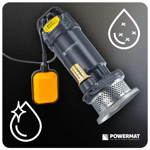 Merülőszivattyú úszókapcsolóval, szennyezett vízhez 550 W, 7500 l/óra, PM-PDWB-550TP – Powermat (PM1640)