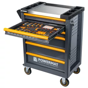   Szerszámkocsi 290 részes szerszámkészlettel, 6 fiók, acél munkalap, PM-SN-290M – Powermat (PM1660)