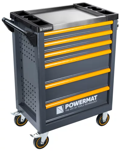 Szerszámkocsi 290 részes szerszámkészlettel, 6 fiók, acél munkalap, PM-SN-290M – Powermat (PM1660)
