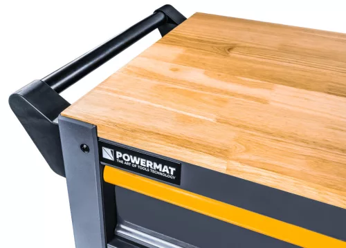 Szerszámos kocsi 12 fiókos, üres, fa munkalappal, 116 × 45,5 × 96,5 cm, PM-SN-471MP – Powermat (PM1661)