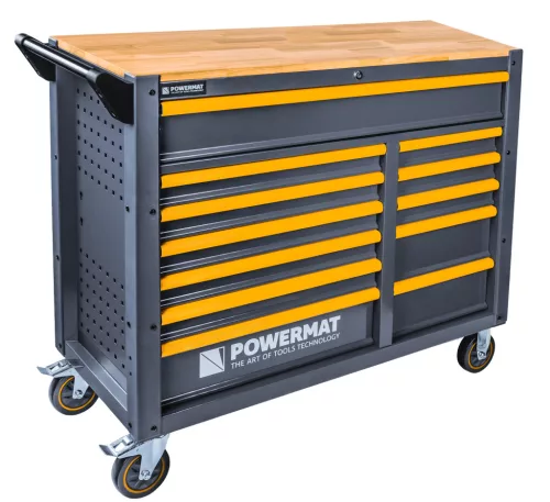 Szerszámkocsi 471 részes szerszámkészlettel, 12 fiók, fa munkalap, PM-SN-471M – Powermat (PM1662)