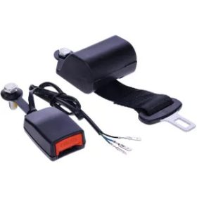   Visszahúzóval szerelt fekete biztonsági öv, 2 pontos, csattal, fekete