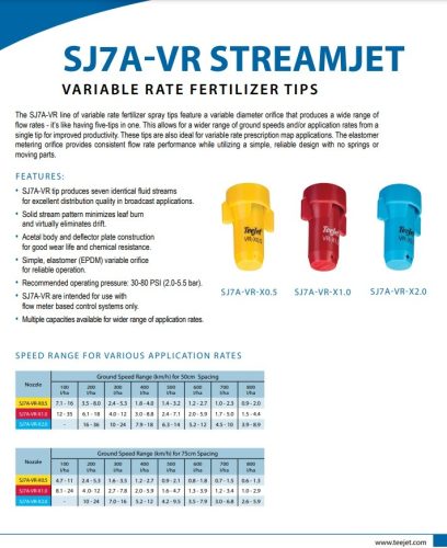SJ7AVRX20 Teejet 7-lyukú műtrágyázó fúvóka, Teejet