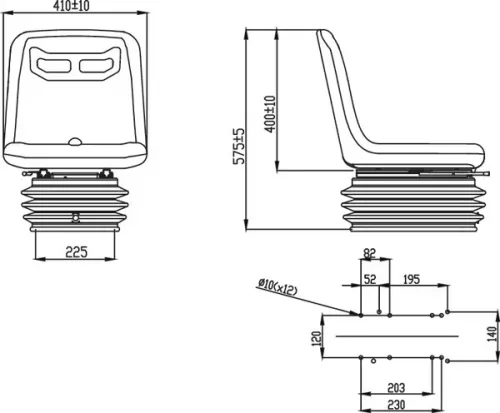 PVC ülés légrugós pneumatikus 410mm CE tanúsított TS51000GP