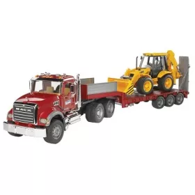   U02813 Mack Granite teherautó mélyrakterű kocsival és JCB kotró rakodóval