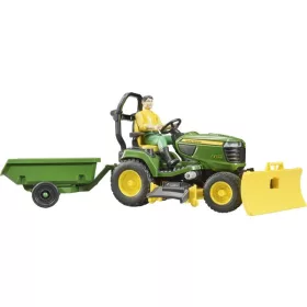 John Deere fűnyíró traktor, pótkocsival és kertésszel